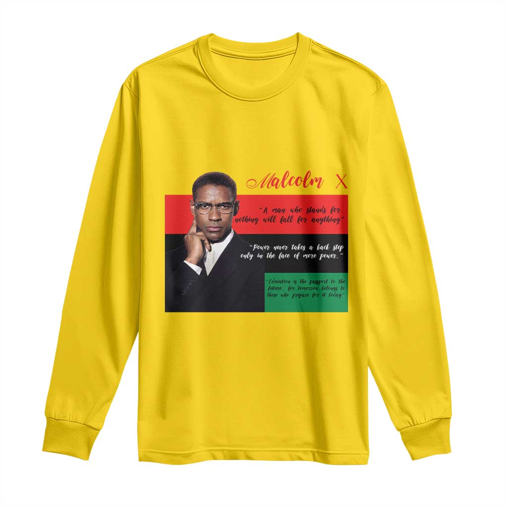 Motivational Malcolm X Quote Long Sleeve Shirt Black History Month Gift - African Pride