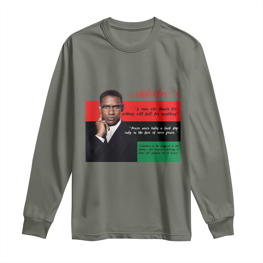 Motivational Malcolm X Quote Long Sleeve Shirt Black History Month Gift - African Pride