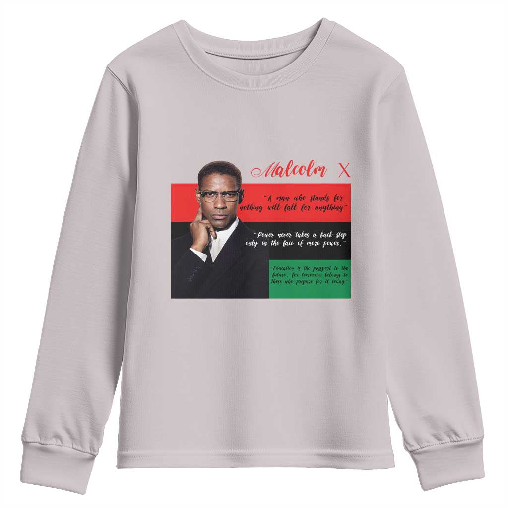 Motivational Malcolm X Quote Youth Sweatshirt Black History Month Gift - African Pride