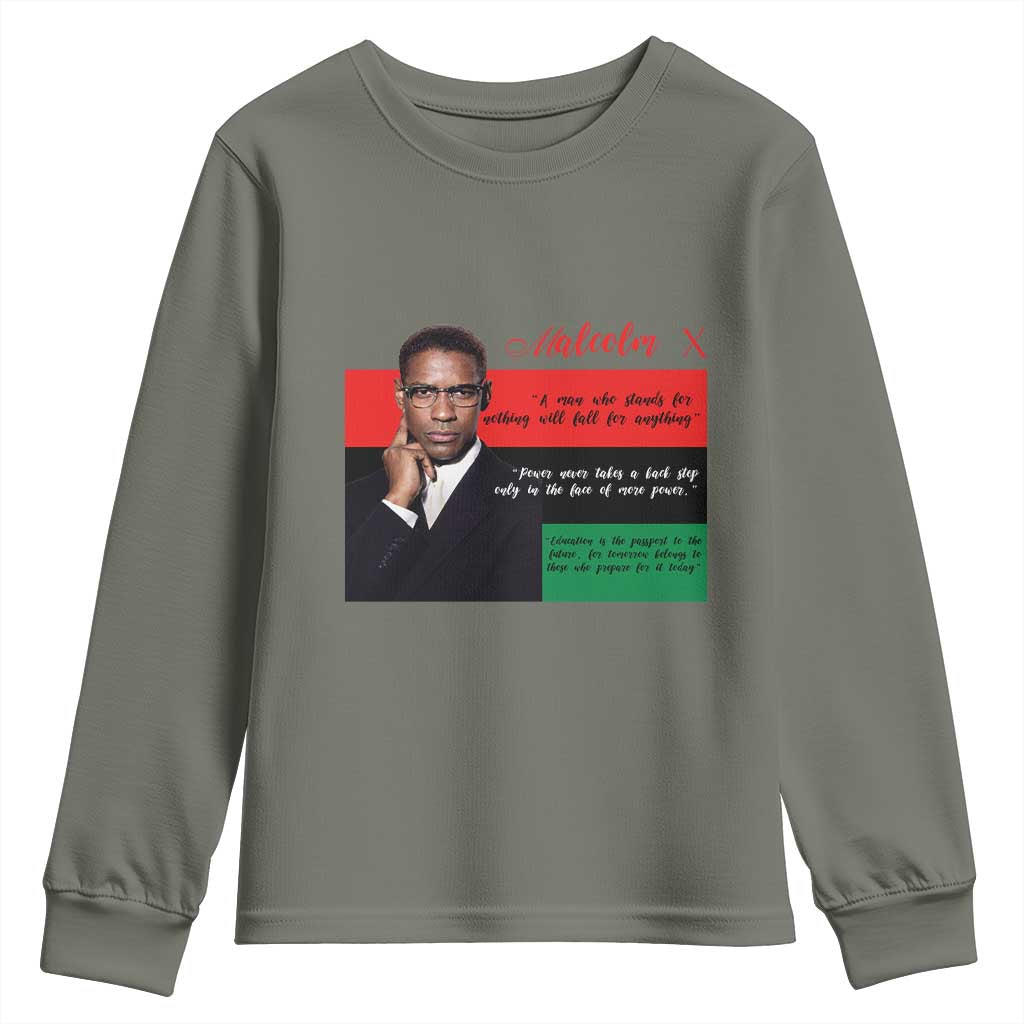Motivational Malcolm X Quote Youth Sweatshirt Black History Month Gift - African Pride