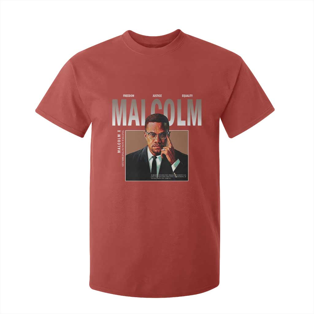 Black History Hero Malcolm X T Shirt For Kid Stumbling Is Not Falling TS12