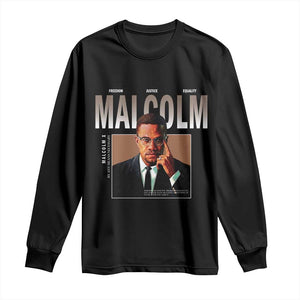 Black History Hero Malcolm X Long Sleeve Shirt By Any Means Necessary - African Pride