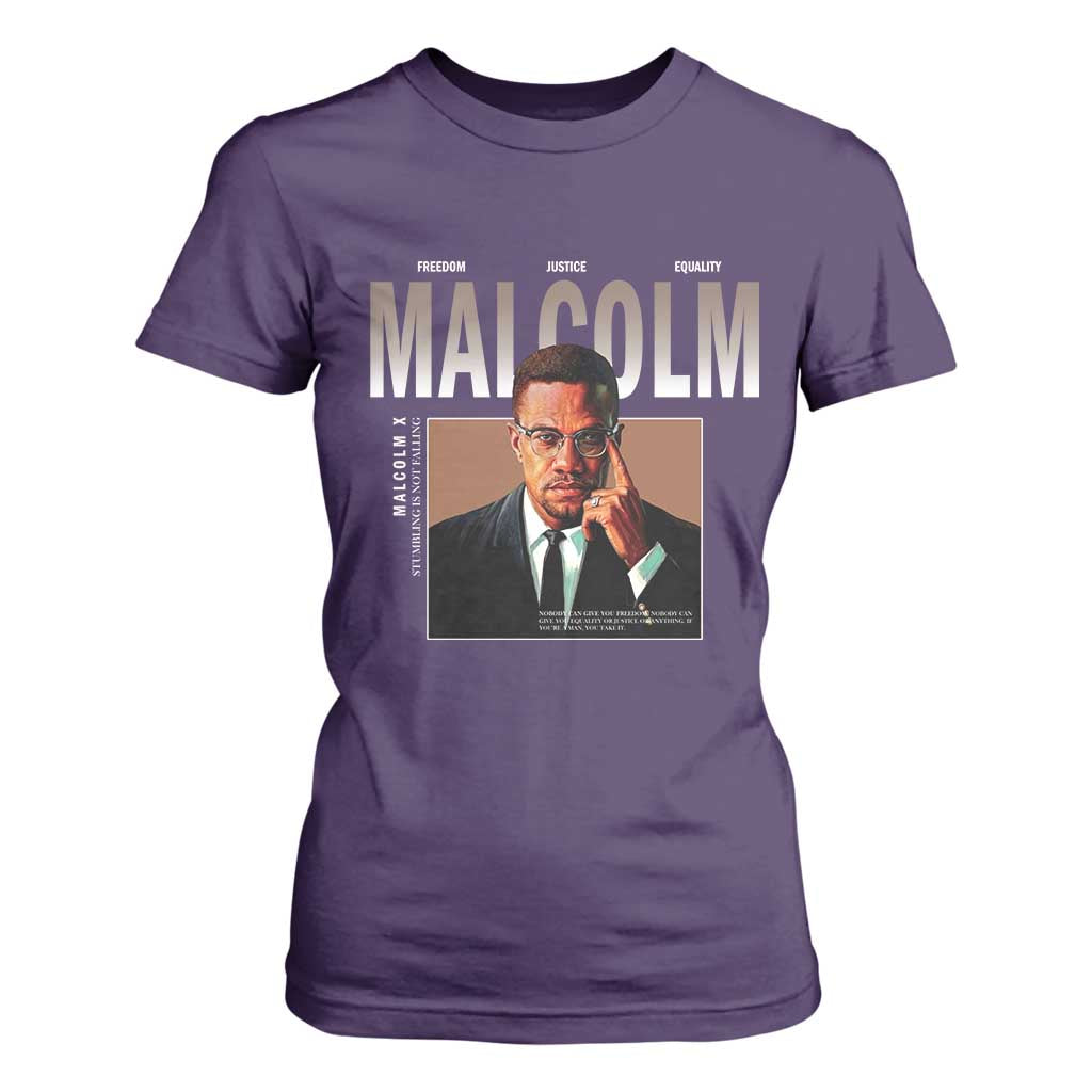 Black History Hero Malcolm X T Shirt For Women Stumbling Is Not Falling TS12