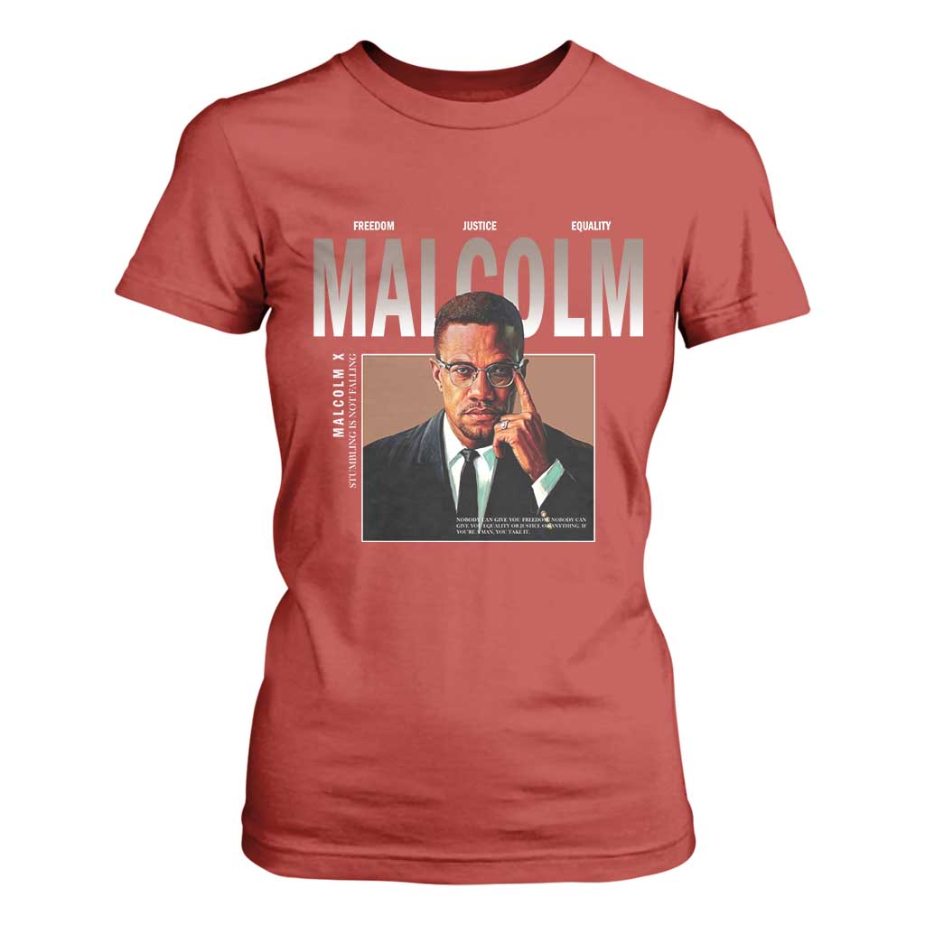 Black History Hero Malcolm X T Shirt For Women Stumbling Is Not Falling TS12