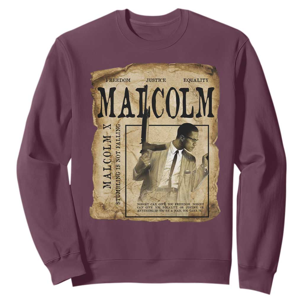 Malcolm X Historical Newspaper Sweatshirt Stumbling Is Not Falling Black History TS12
