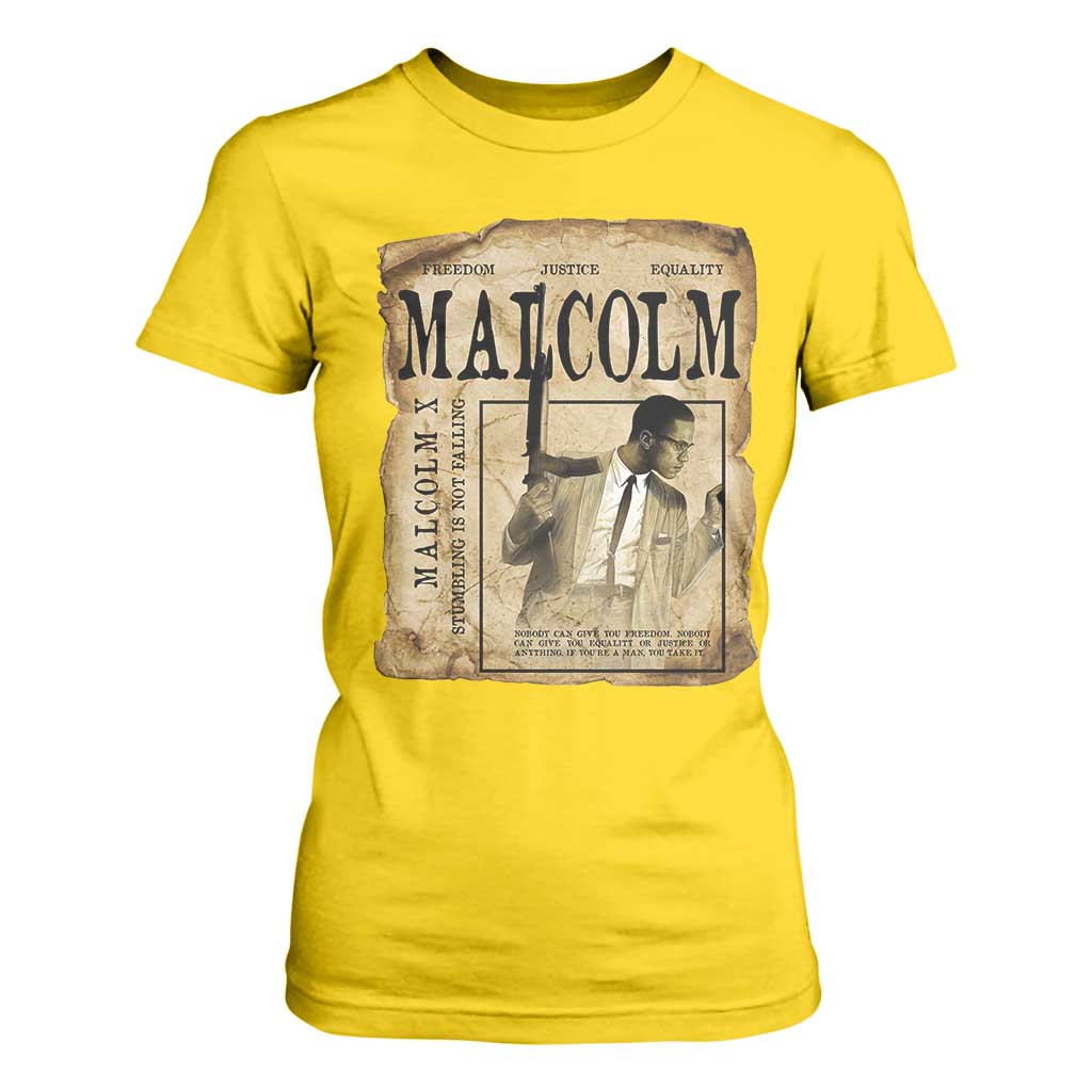 Malcolm X Historical Newspaper T Shirt For Women Stumbling Is Not Falling Black History TS12
