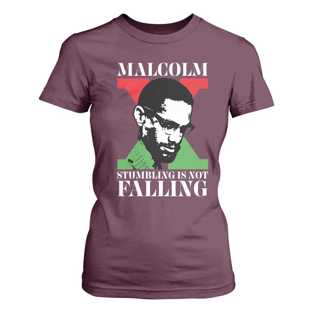 Malcolm X T Shirt For Women Stumbling Is Not Falling Black History Leader TS12