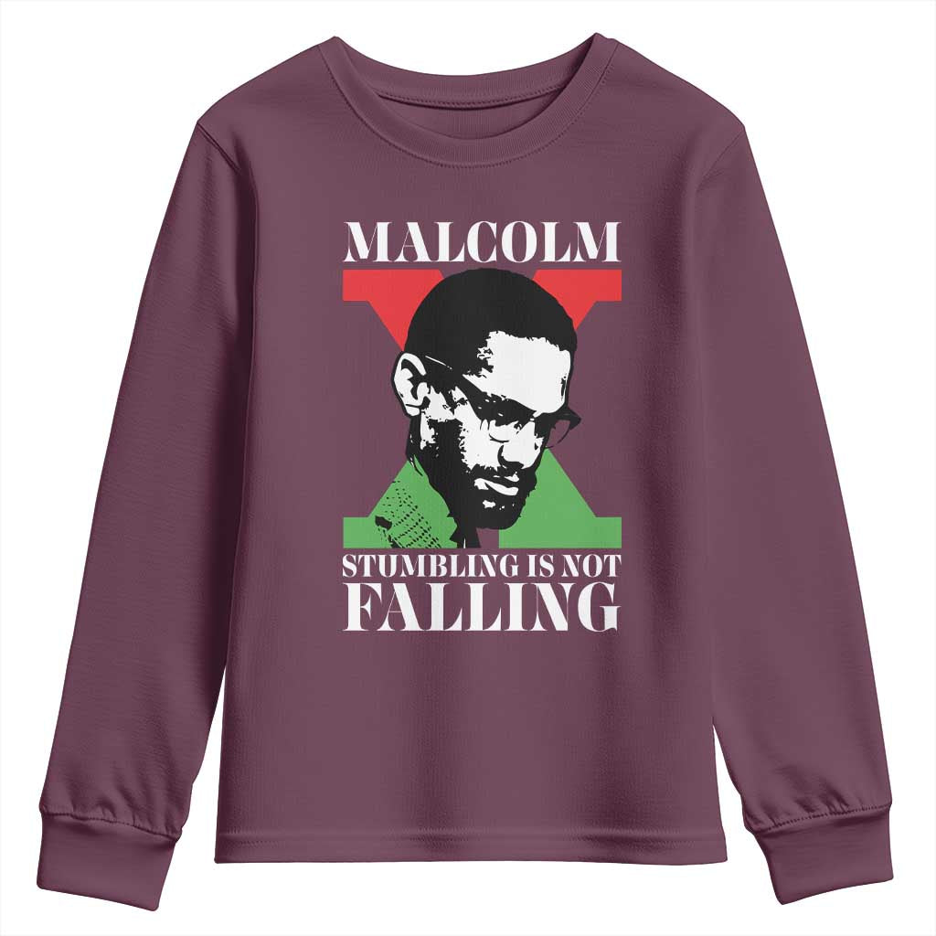 Malcolm X Youth Sweatshirt Stumbling Is Not Falling Black History Leader TS12