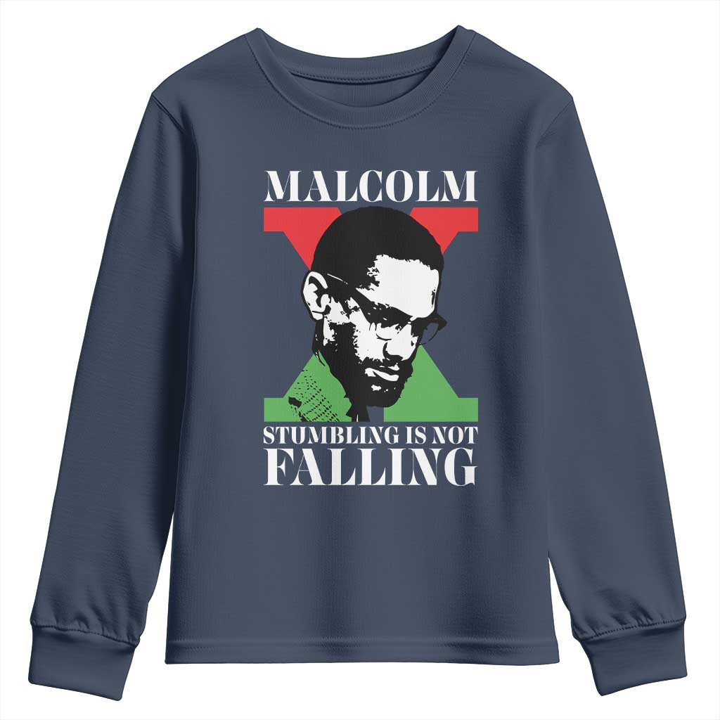 Malcolm X Youth Sweatshirt Stumbling Is Not Falling Black History Leader TS12