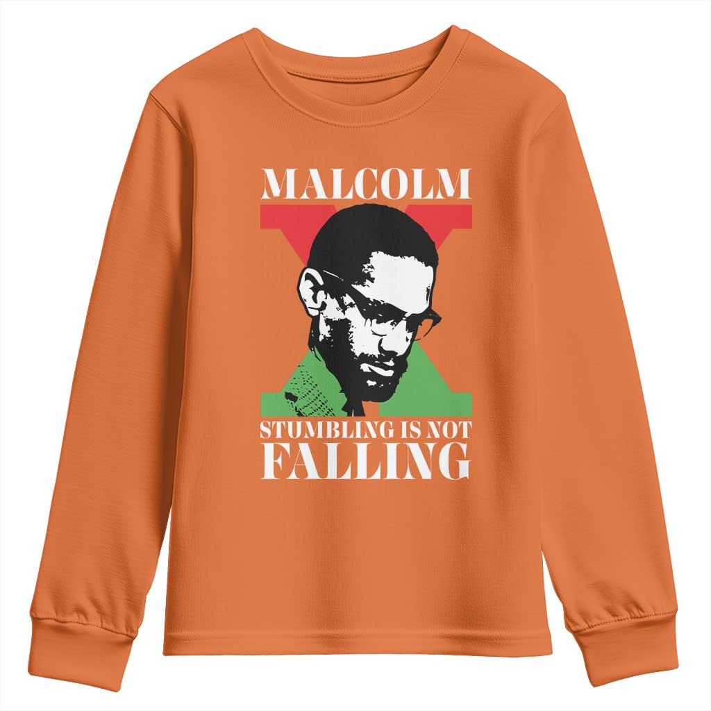 Malcolm X Youth Sweatshirt Stumbling Is Not Falling Black History Leader TS12