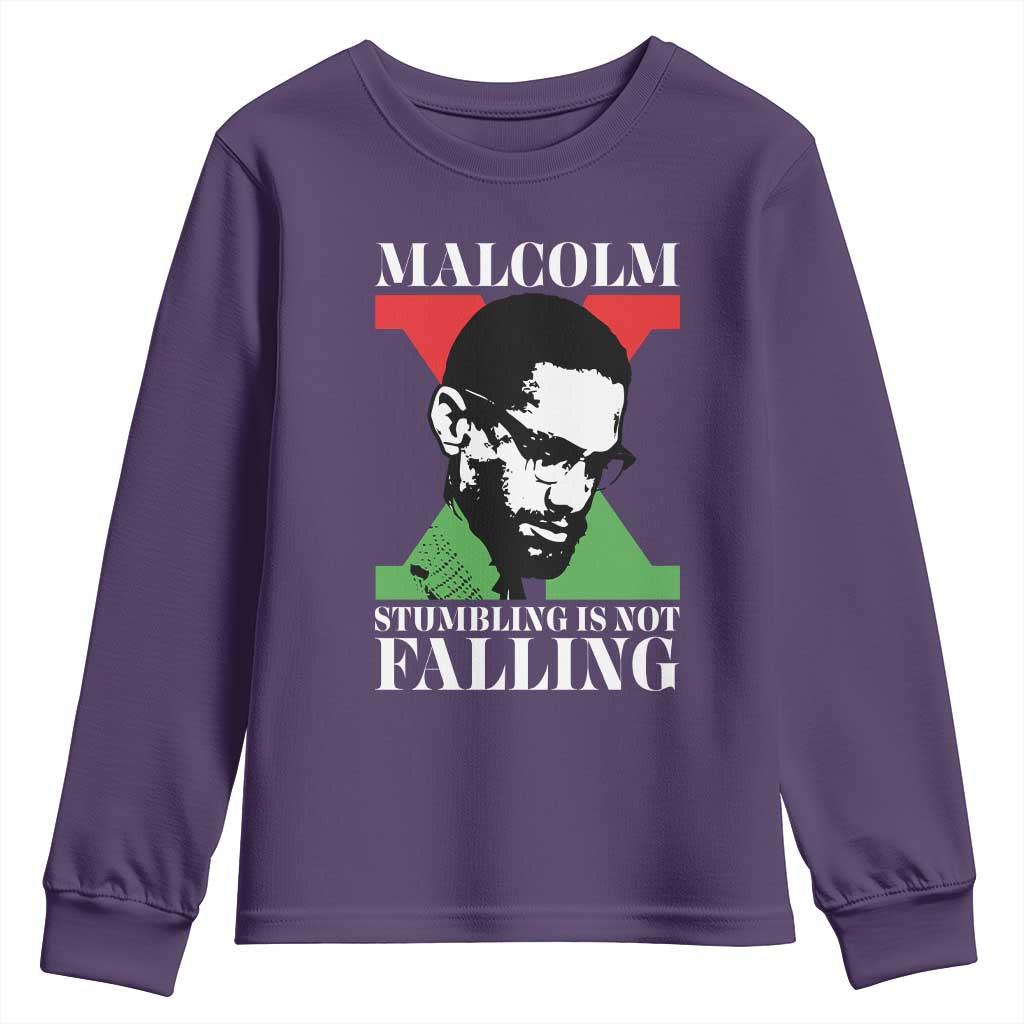 Malcolm X Youth Sweatshirt Stumbling Is Not Falling Black History Leader TS12