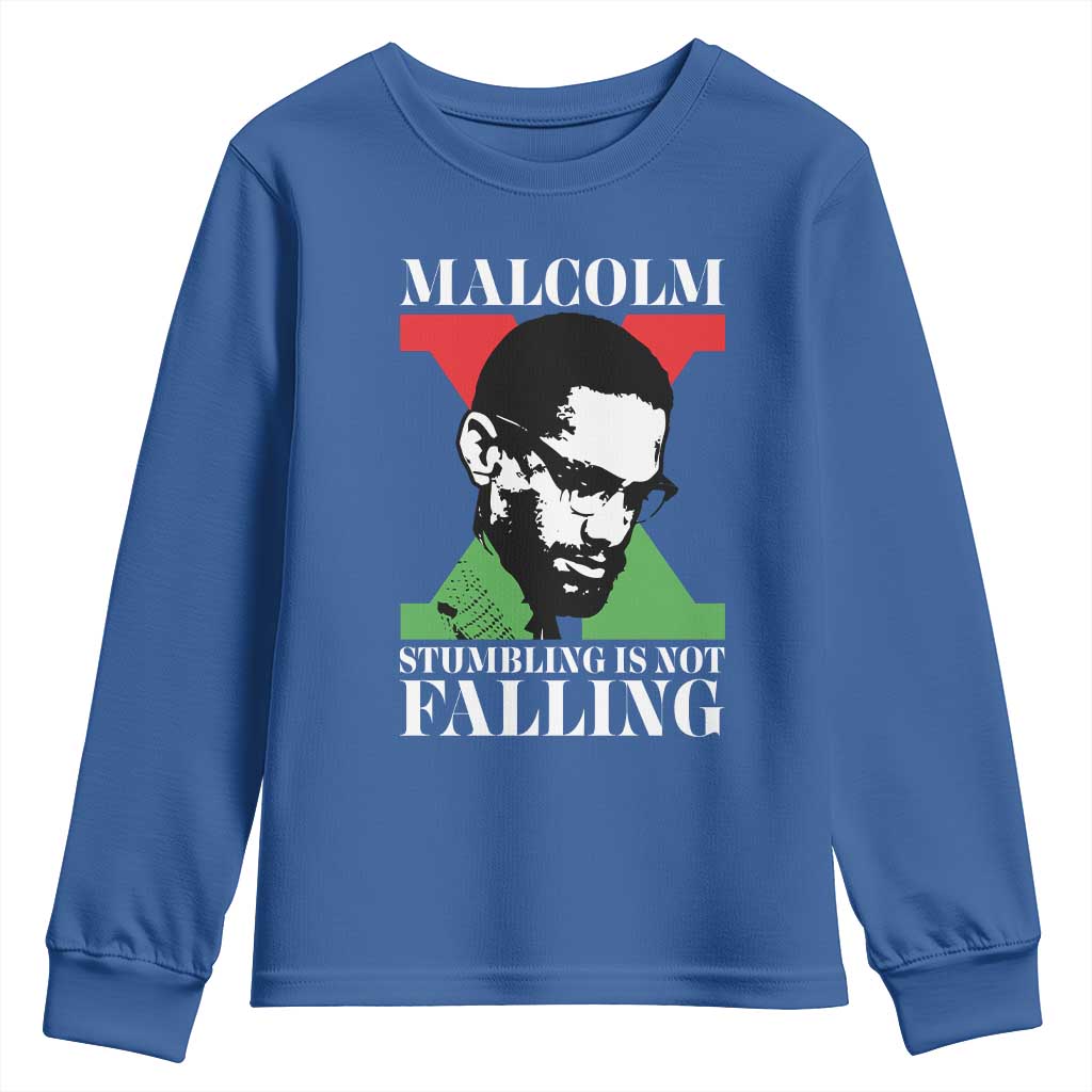 Malcolm X Youth Sweatshirt Stumbling Is Not Falling Black History Leader TS12