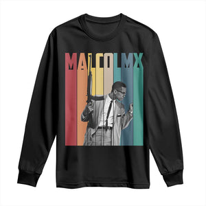 Malcolm X Long Sleeve Shirt Retro Portrait Black Empowerment Heritage Gift - African Pride