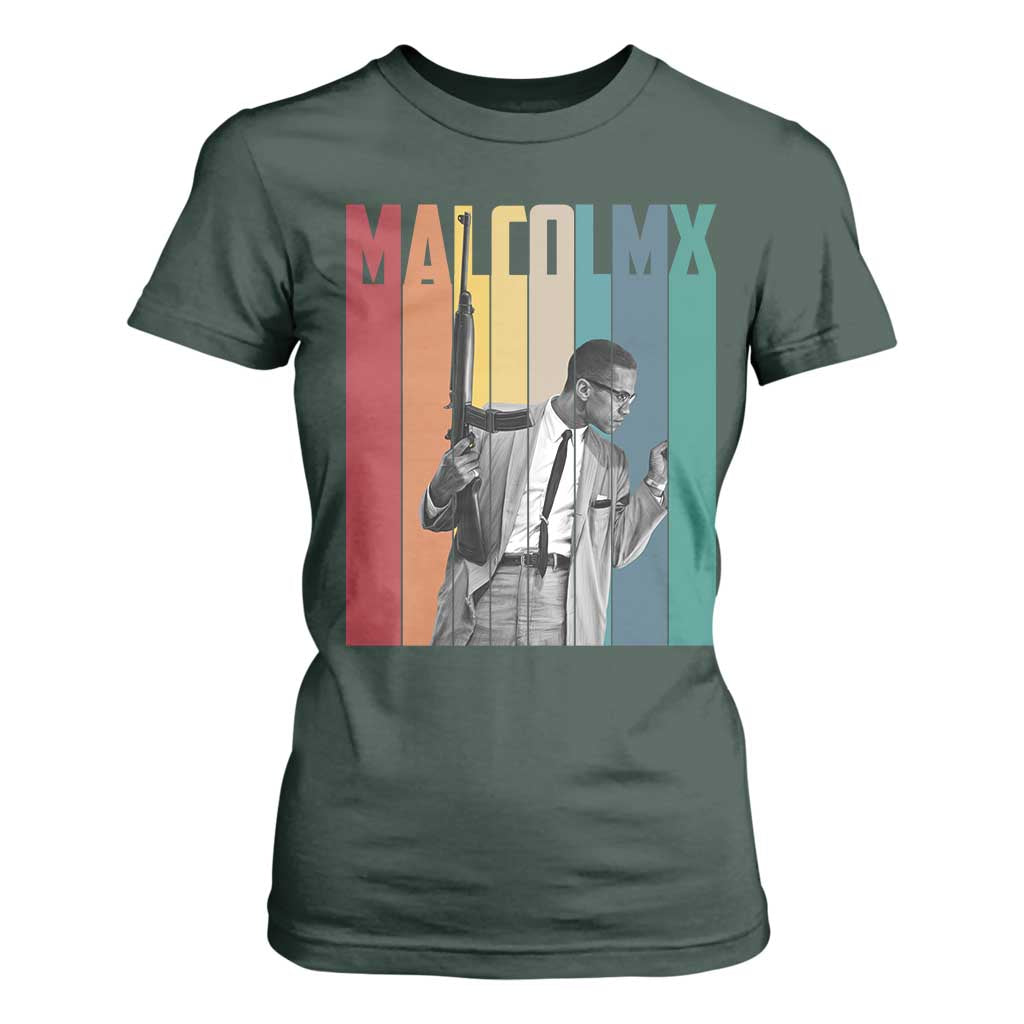 Malcolm X T Shirt For Women Retro Portrait Black Empowerment Heritage Gift - African Pride