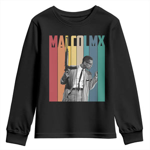 Malcolm X Youth Sweatshirt Retro Portrait Black Empowerment Heritage Gift - African Pride