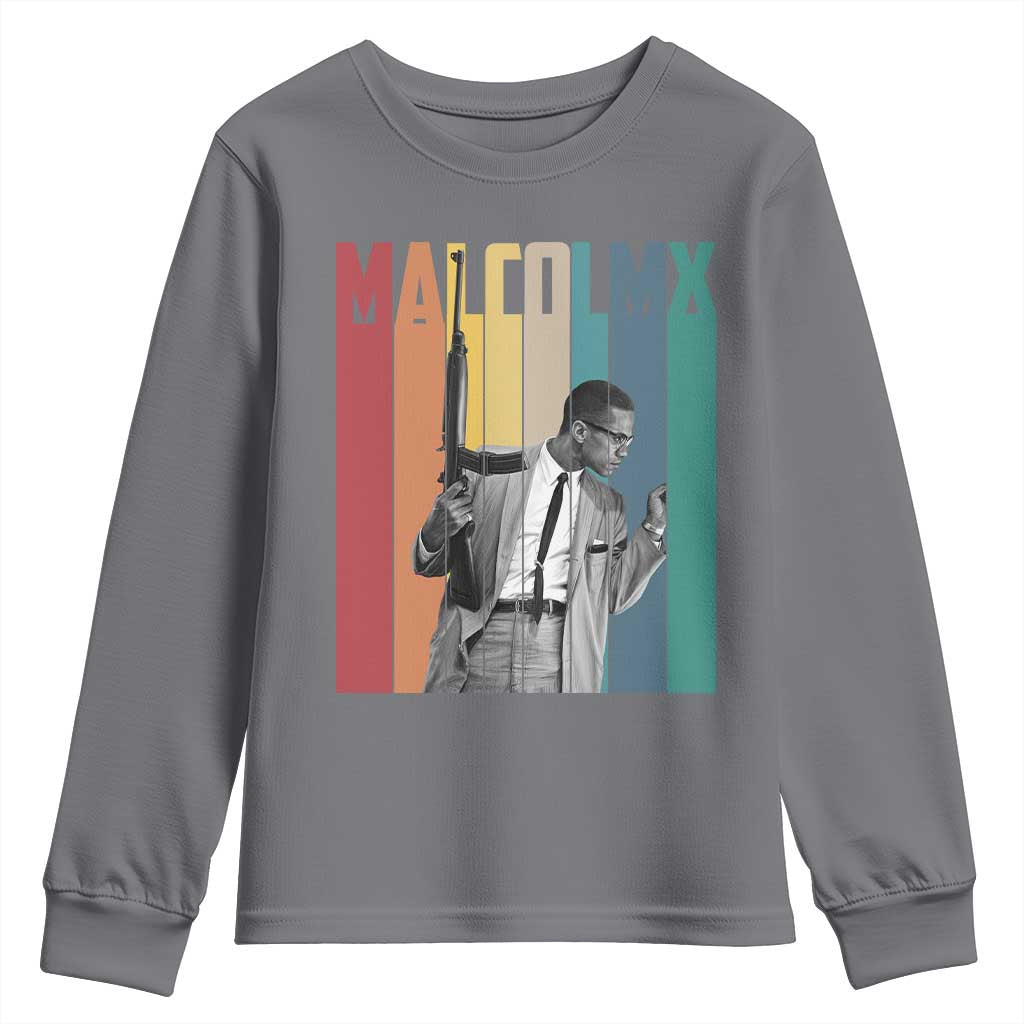 Malcolm X Youth Sweatshirt Retro Portrait Black Empowerment Heritage Gift - African Pride