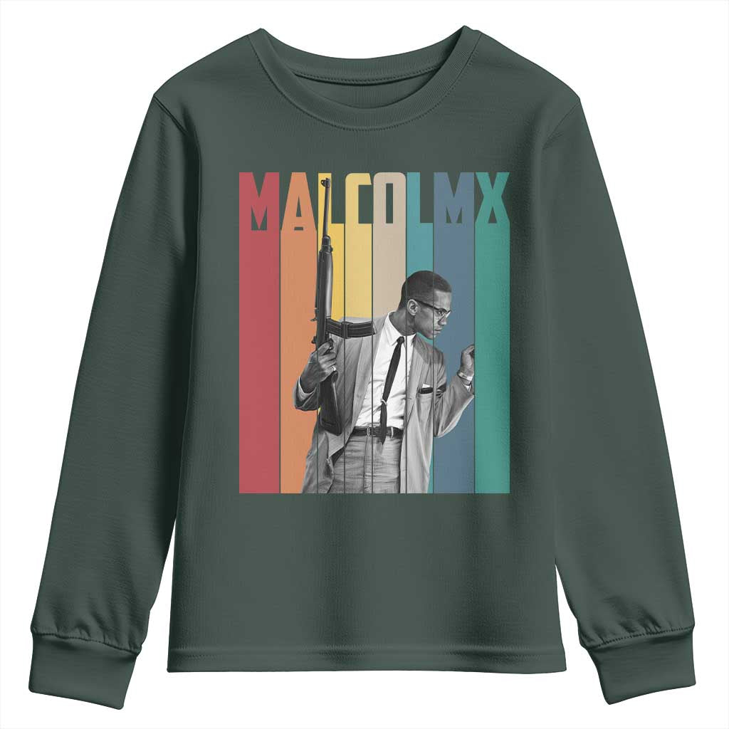 Malcolm X Youth Sweatshirt Retro Portrait Black Empowerment Heritage Gift - African Pride