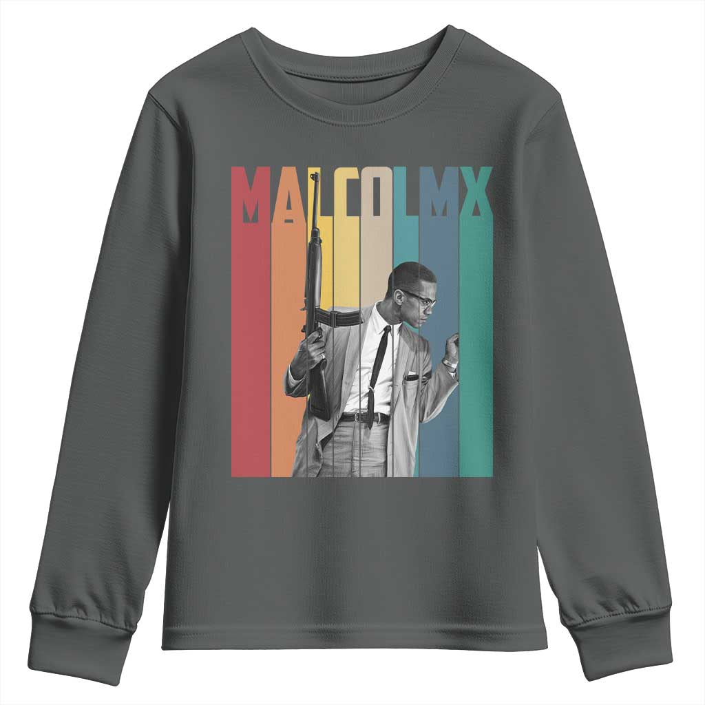 Malcolm X Youth Sweatshirt Retro Portrait Black Empowerment Heritage Gift - African Pride