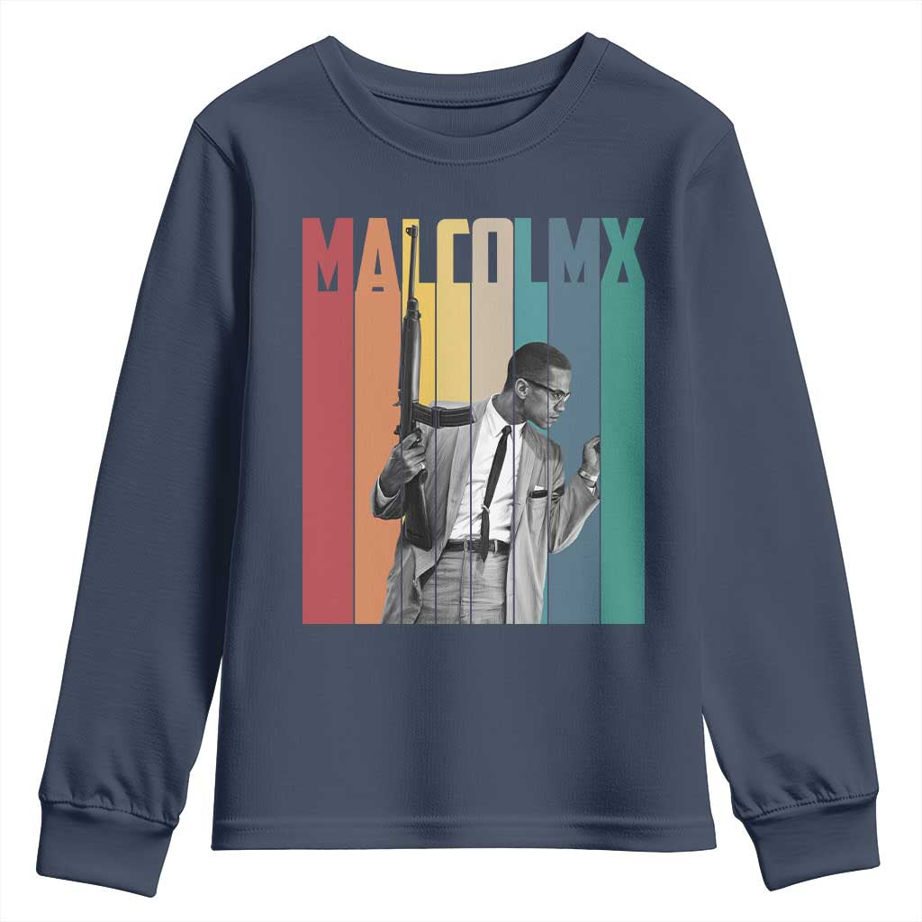 Malcolm X Youth Sweatshirt Retro Portrait Black Empowerment Heritage Gift - African Pride