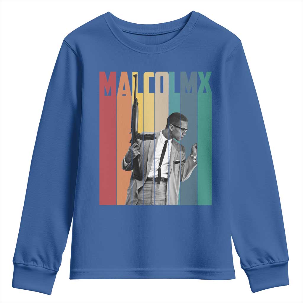 Malcolm X Youth Sweatshirt Retro Portrait Black Empowerment Heritage Gift - African Pride