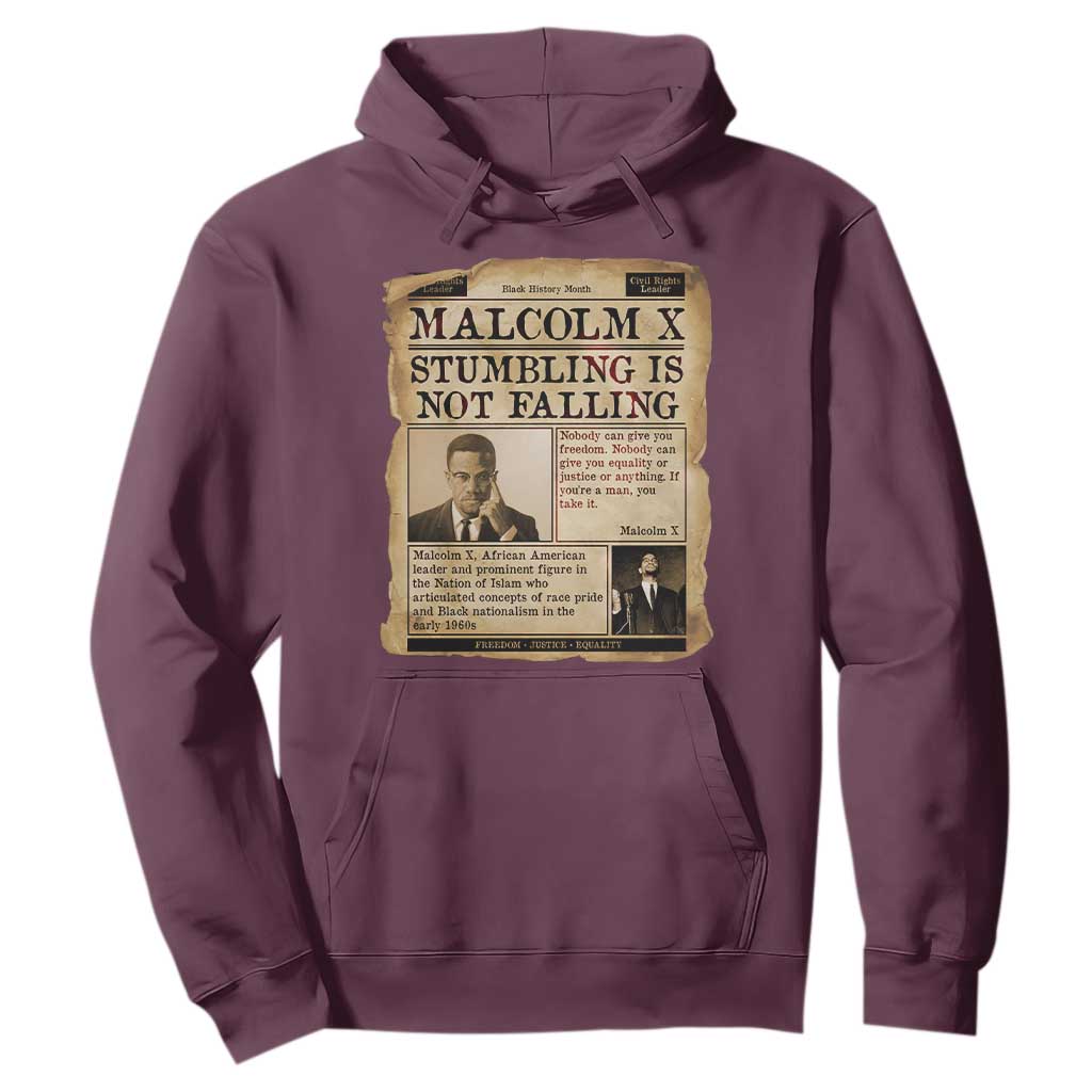 Malcolm X Hoodie Stumbling Is Not Falling Civil Rights Leader TS12