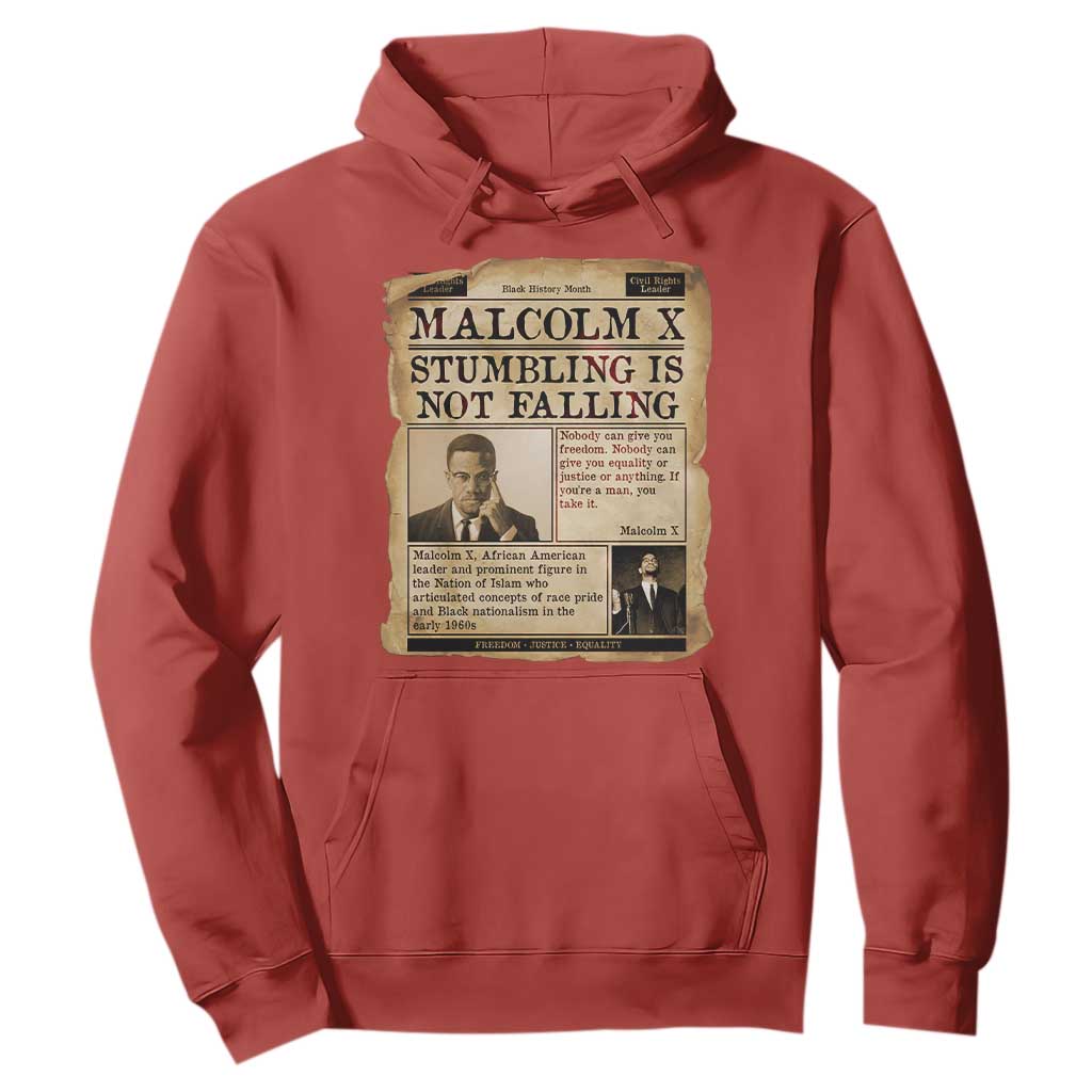 Malcolm X Hoodie Stumbling Is Not Falling Civil Rights Leader TS12