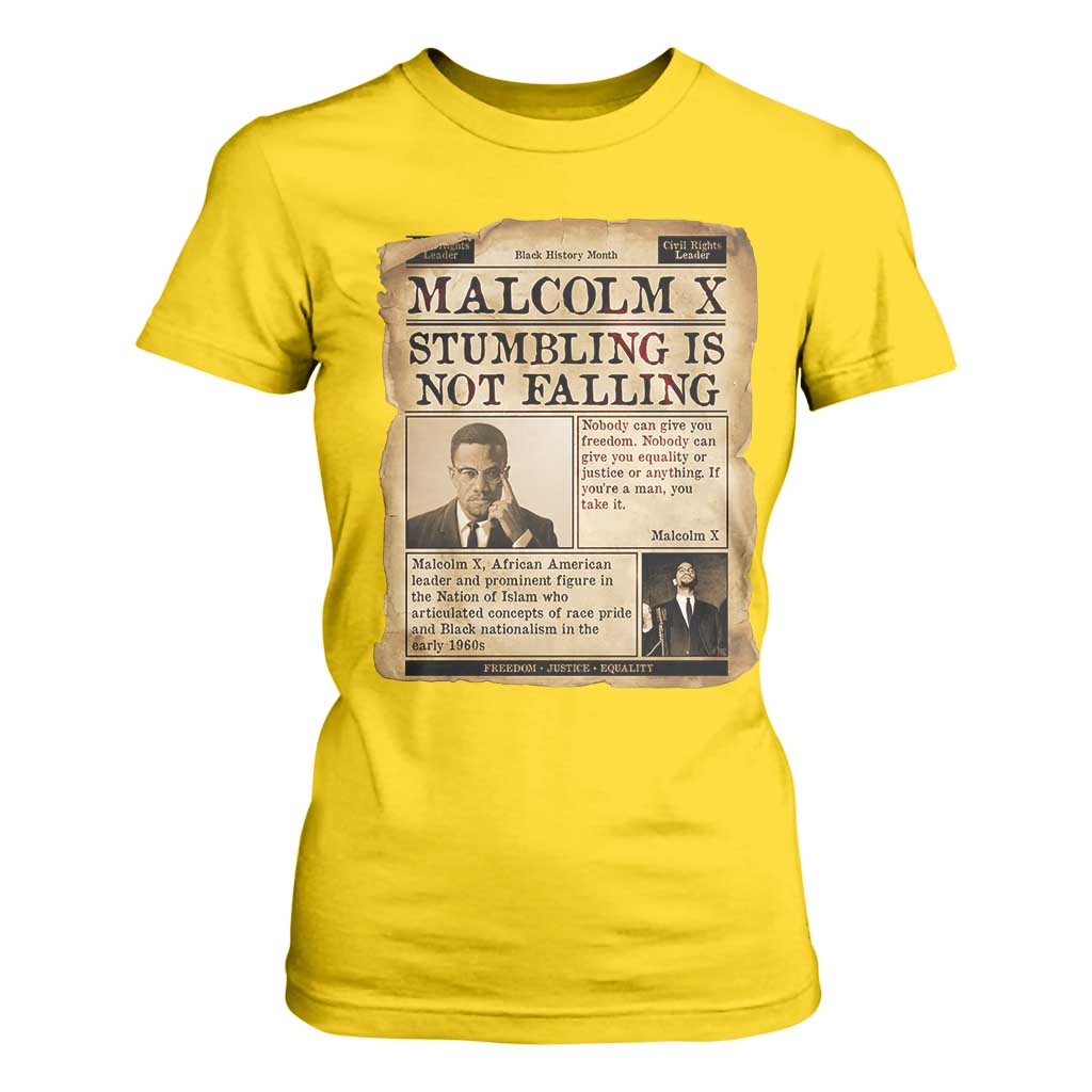 Malcolm X T Shirt For Women Stumbling Is Not Falling Civil Rights Leader TS12