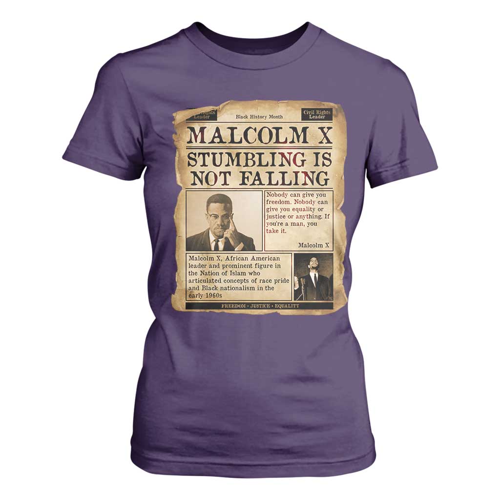 Malcolm X T Shirt For Women Stumbling Is Not Falling Civil Rights Leader TS12