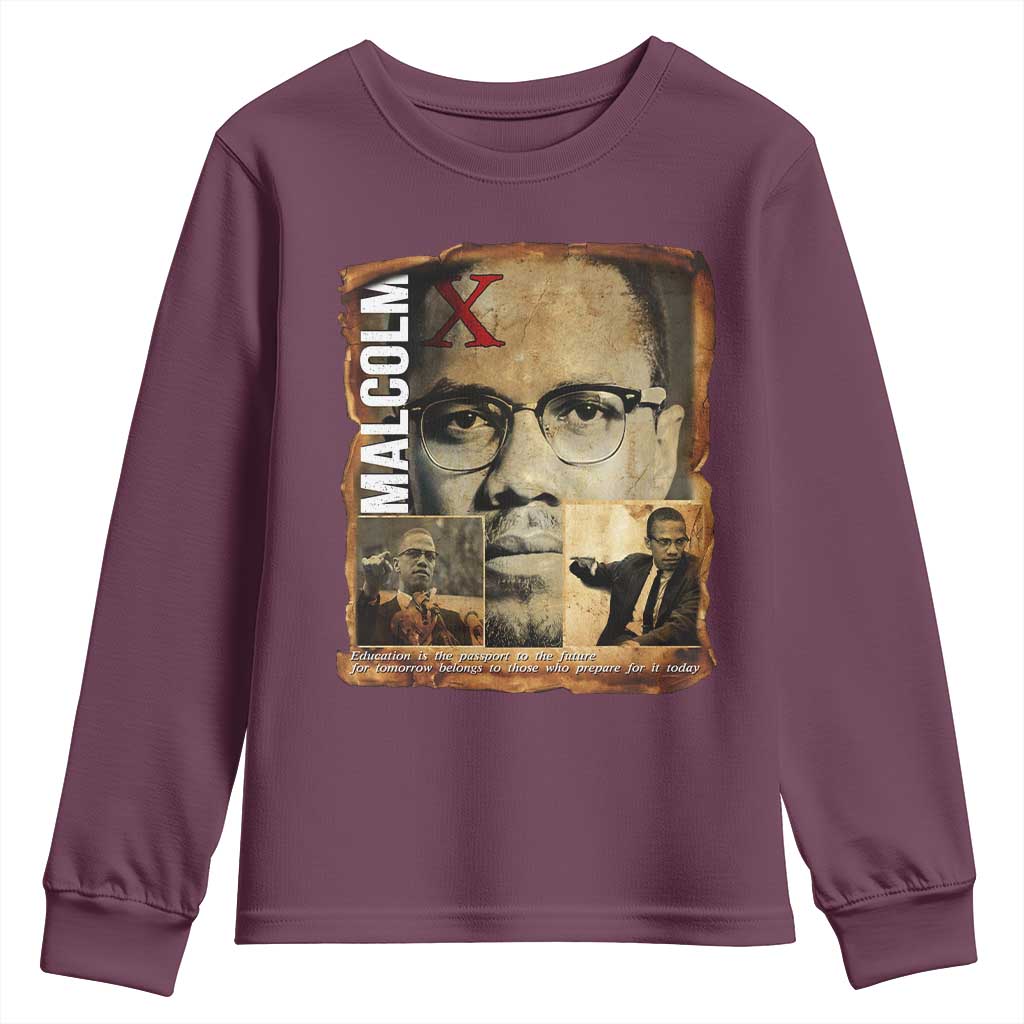 Education Is The Passport To The Future Youth Sweatshirt Malcolm X Quote