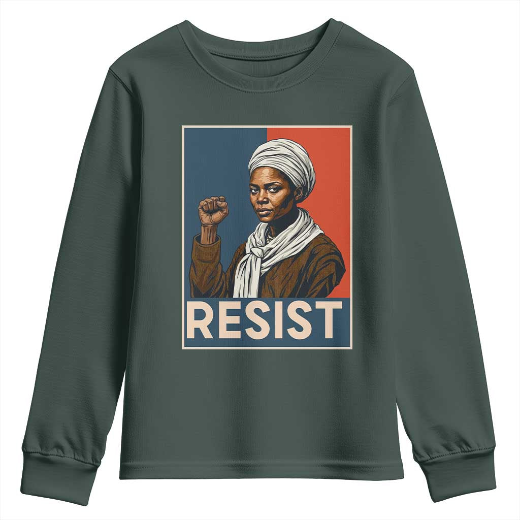 Funny Harriet Tubman Says Resist Youth Sweatshirt Strong Black Woman Leader - African Pride