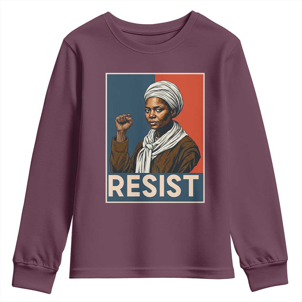 Funny Harriet Tubman Says Resist Youth Sweatshirt Strong Black Woman Leader - African Pride