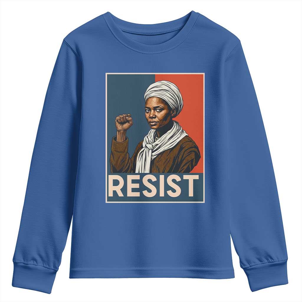 Funny Harriet Tubman Says Resist Youth Sweatshirt Strong Black Woman Leader - African Pride