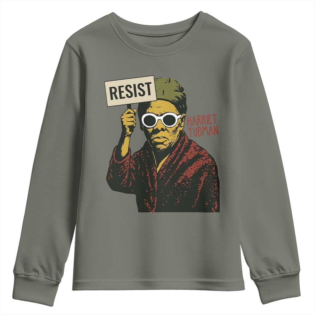 Funny Harriet Tubman Says Resist Youth Sweatshirt Female Empowerment History Gift - African Pride