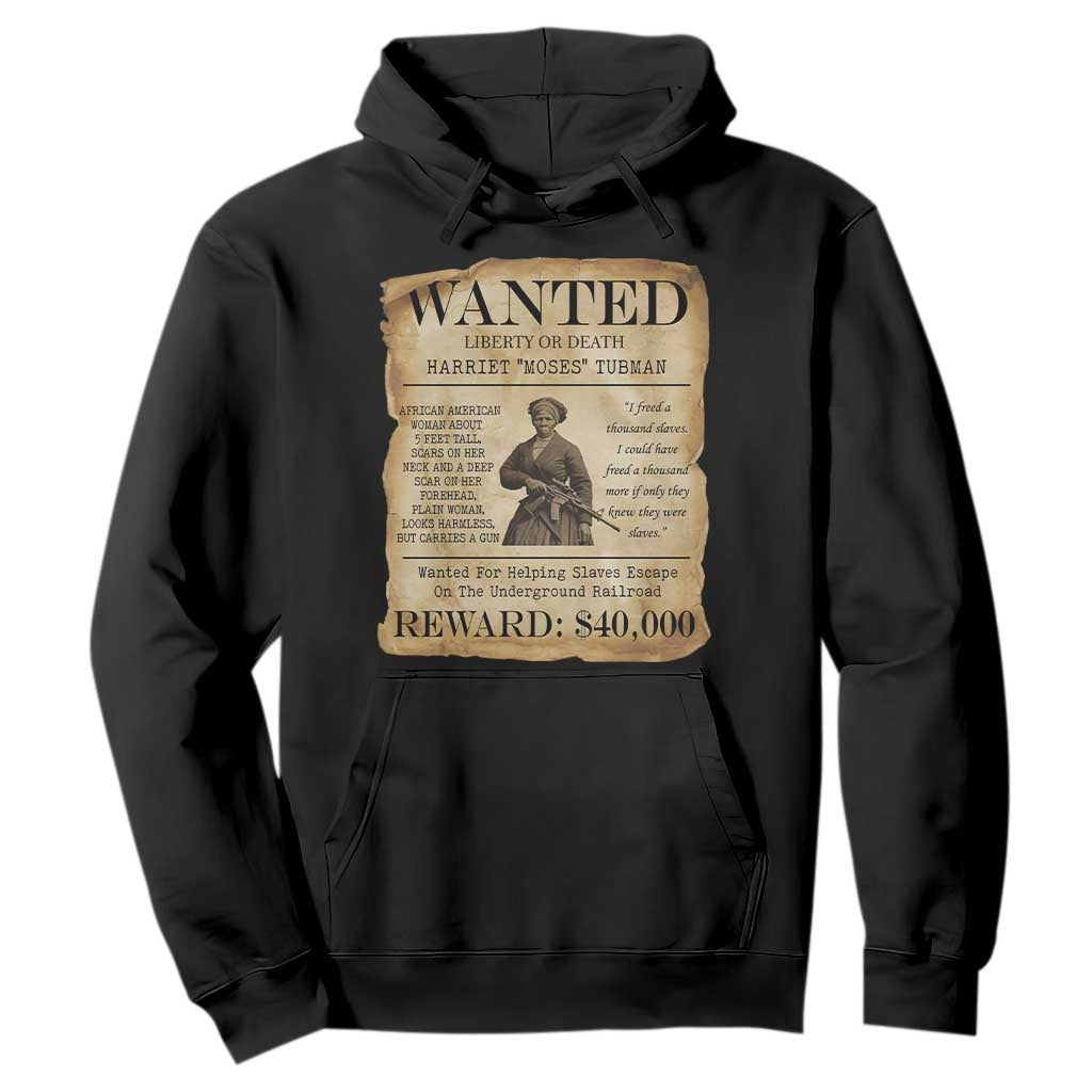 Vintage Harriet Tubman Poster Hoodie Wanted For Helping Slaves Escape