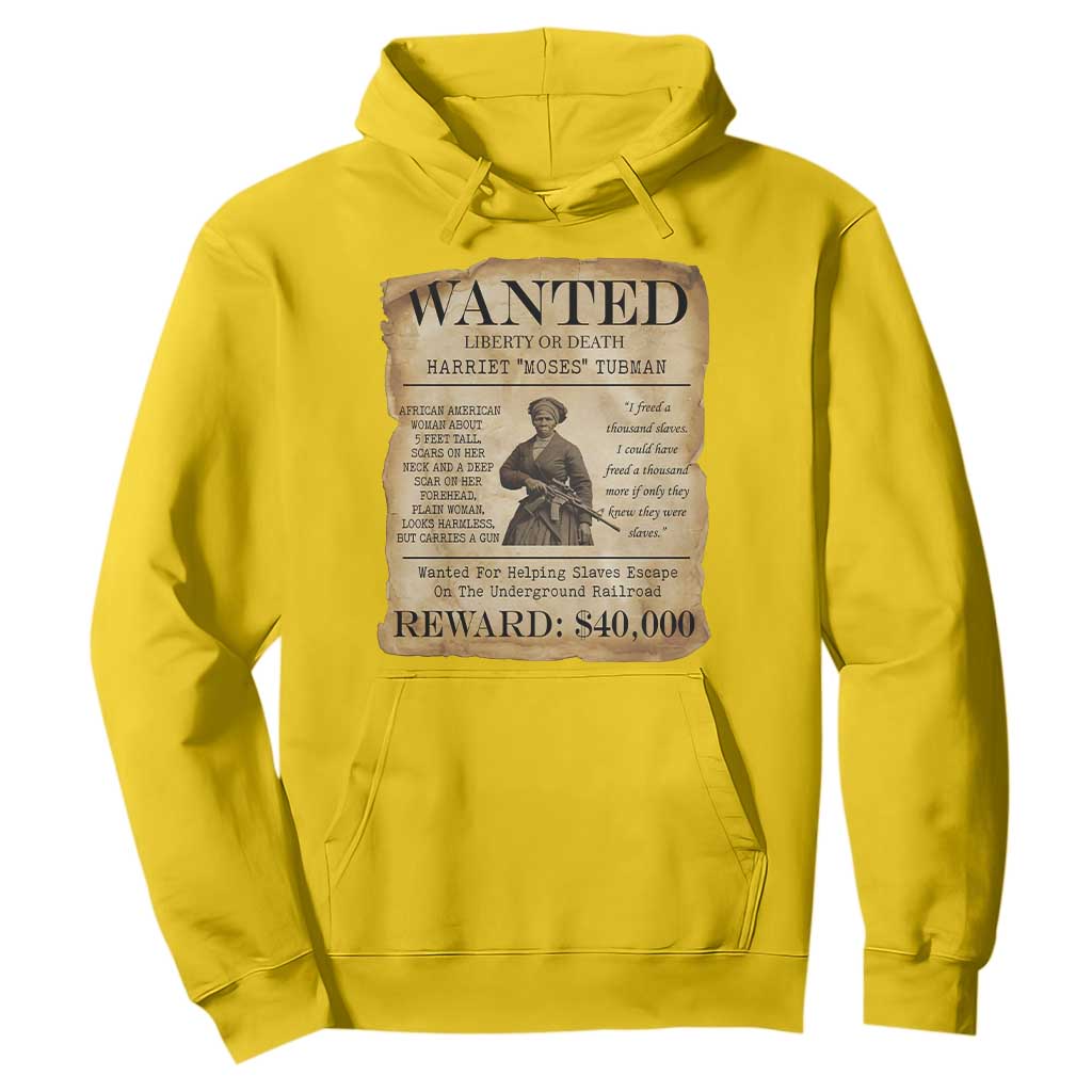 Vintage Harriet Tubman Poster Hoodie Wanted For Helping Slaves Escape