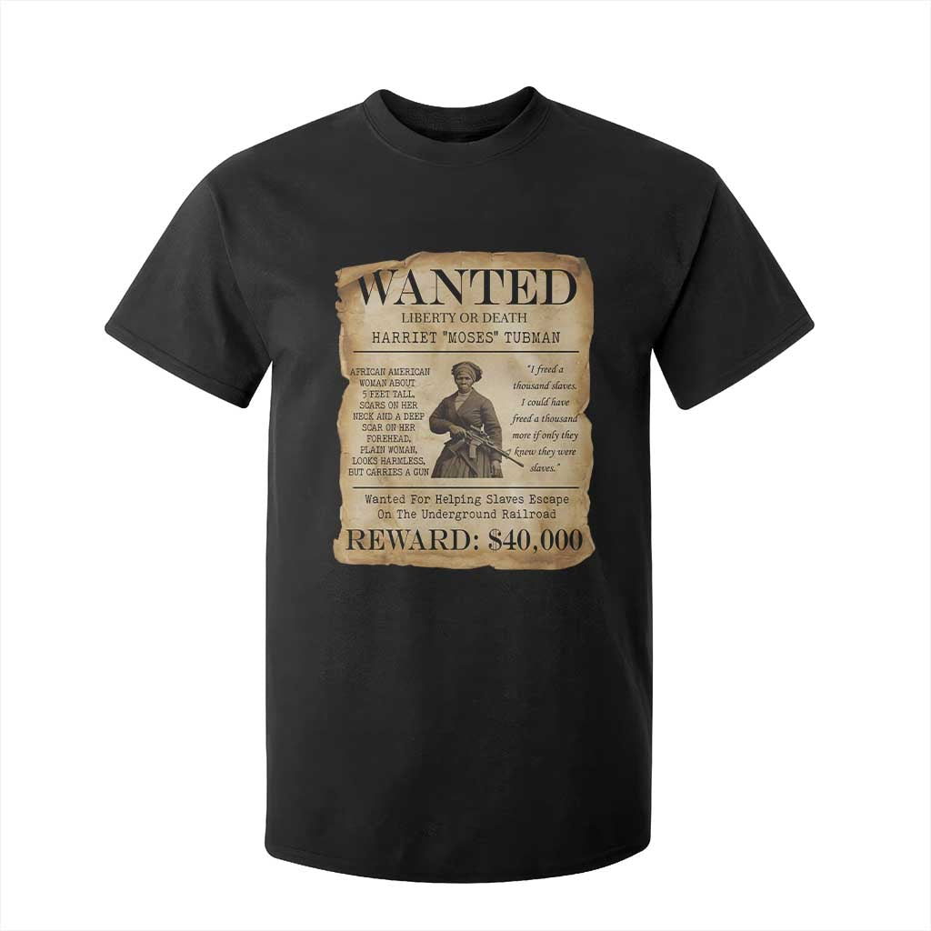 Vintage Harriet Tubman Poster T Shirt For Kid Wanted For Helping Slaves Escape