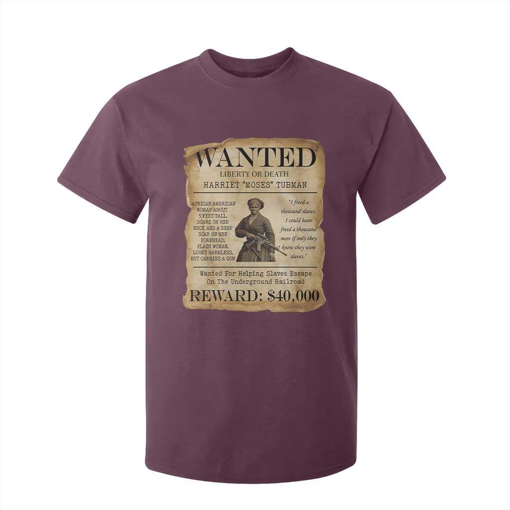 Vintage Harriet Tubman Poster T Shirt For Kid Wanted For Helping Slaves Escape