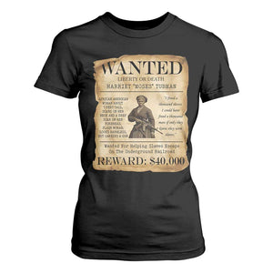 Vintage Harriet Tubman Poster T Shirt For Women Wanted For Helping Slaves Escape