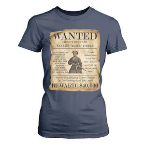 Vintage Harriet Tubman Poster T Shirt For Women Wanted For Helping Slaves Escape