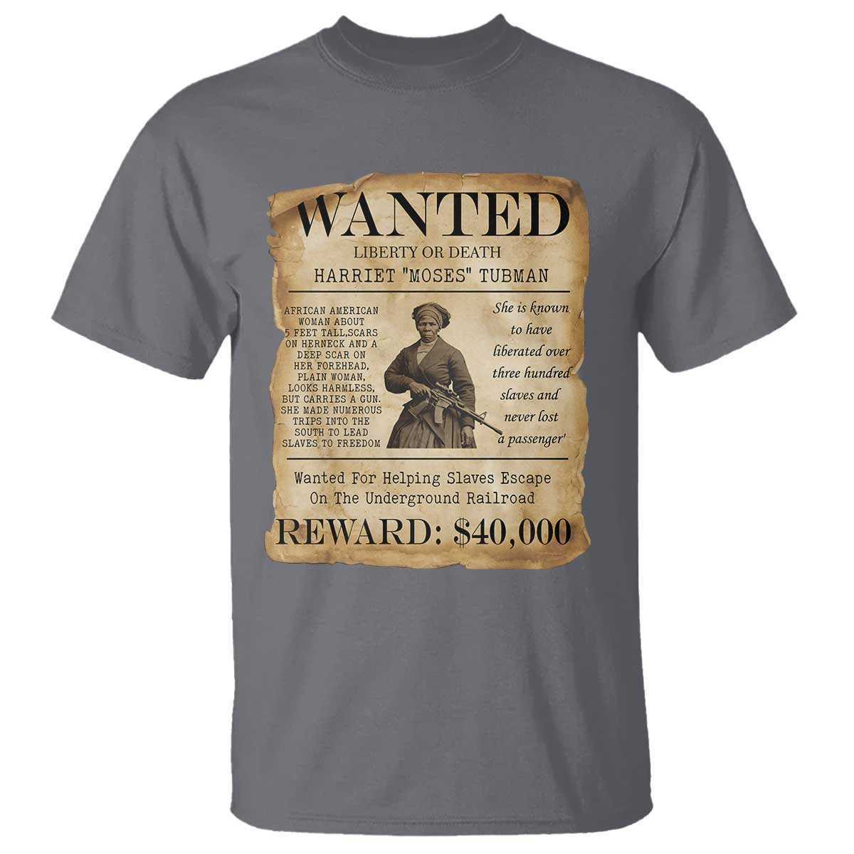 Harriet Tubman Wanted Reward Poster T Shirt Liberty Or Death