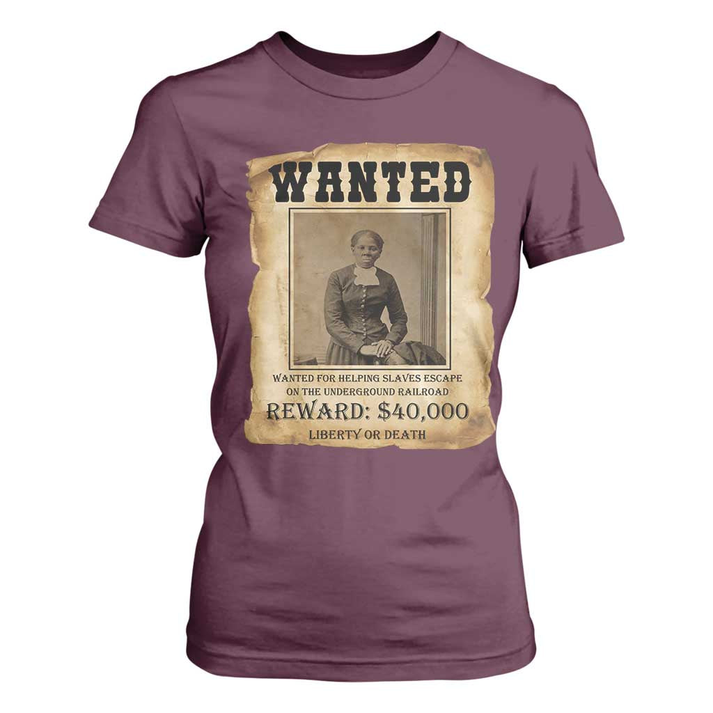 Harriet Tubman Wanted Reward Poster T Shirt For Women Freedom Or Death