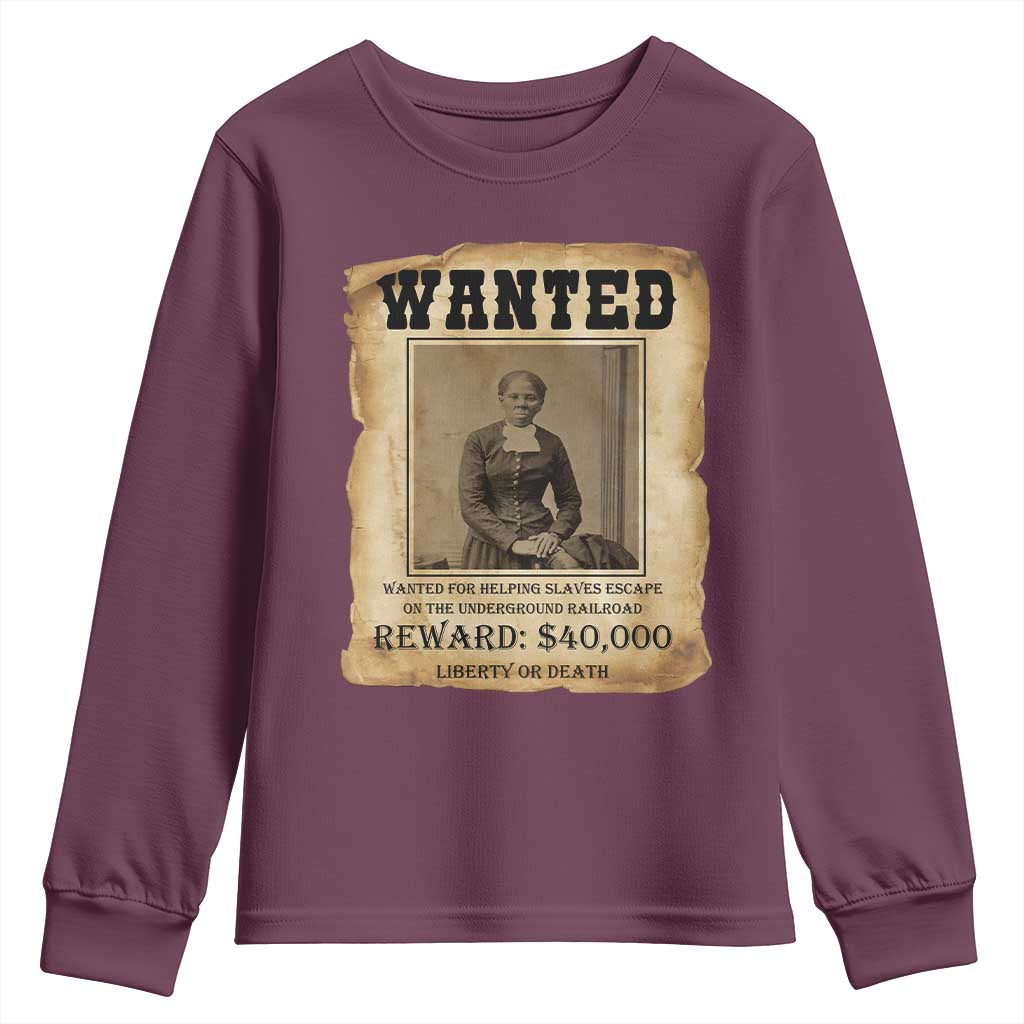Harriet Tubman Wanted Reward Poster Youth Sweatshirt Freedom Or Death