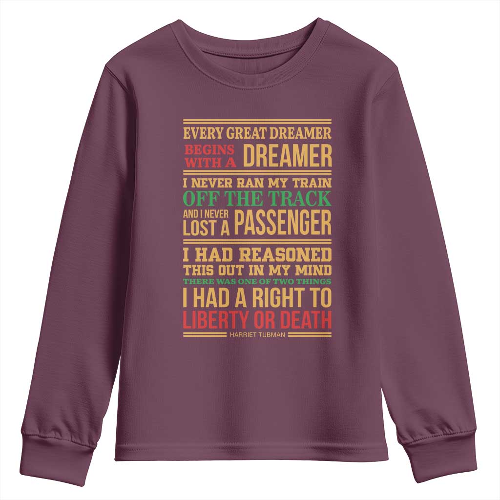 Harriet Tubman Powerful Quote Youth Sweatshirt Strong Black Women Pride