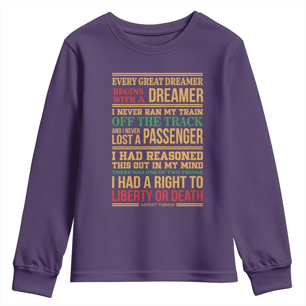 Harriet Tubman Powerful Quote Youth Sweatshirt Strong Black Women Pride