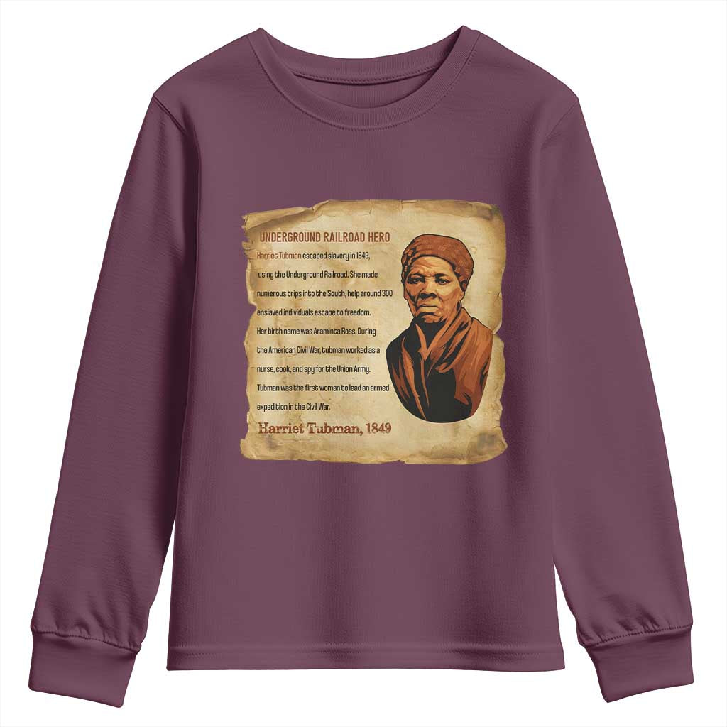 Harriet Tubman Youth Sweatshirt Black American Hero Underground Railroad