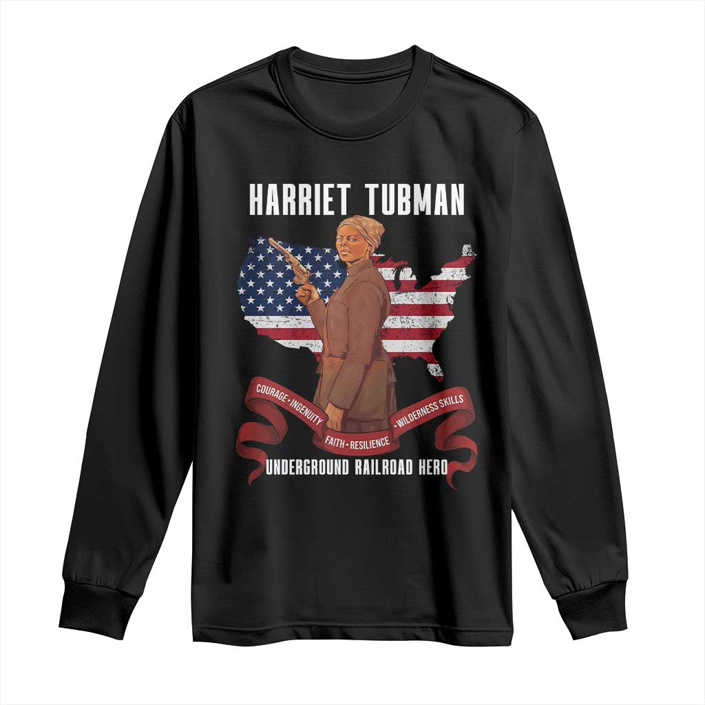 Harriet Tubman Patriotic Long Sleeve Shirt Strong Black Women Pride