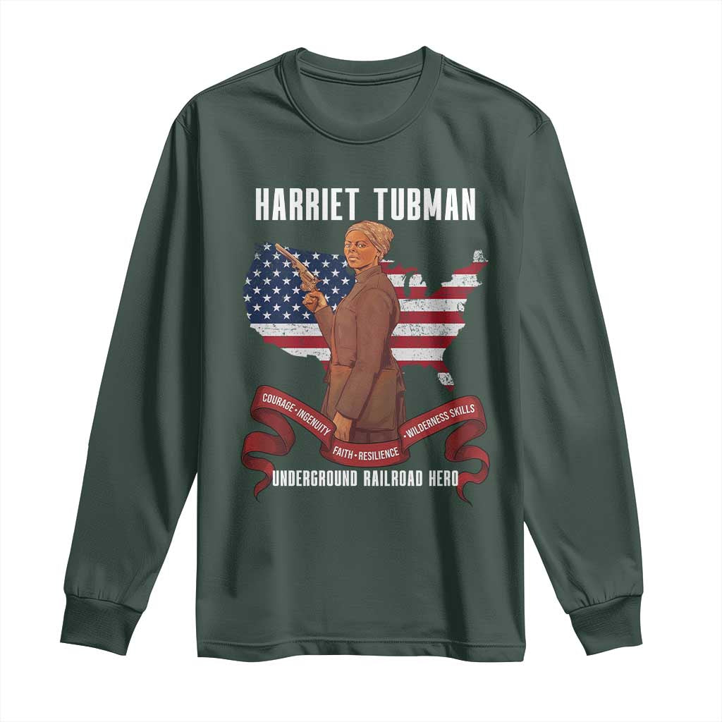 Harriet Tubman Patriotic Long Sleeve Shirt Strong Black Women Pride