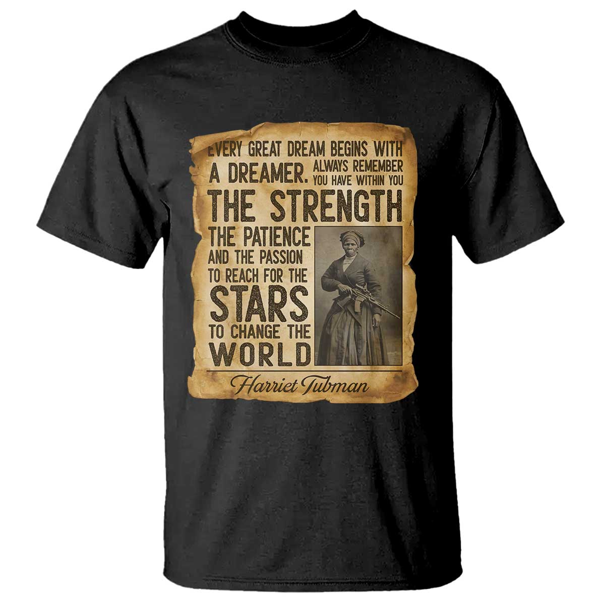 Harriet Tubman Quote T Shirt Strength Patience Passion To Change The World