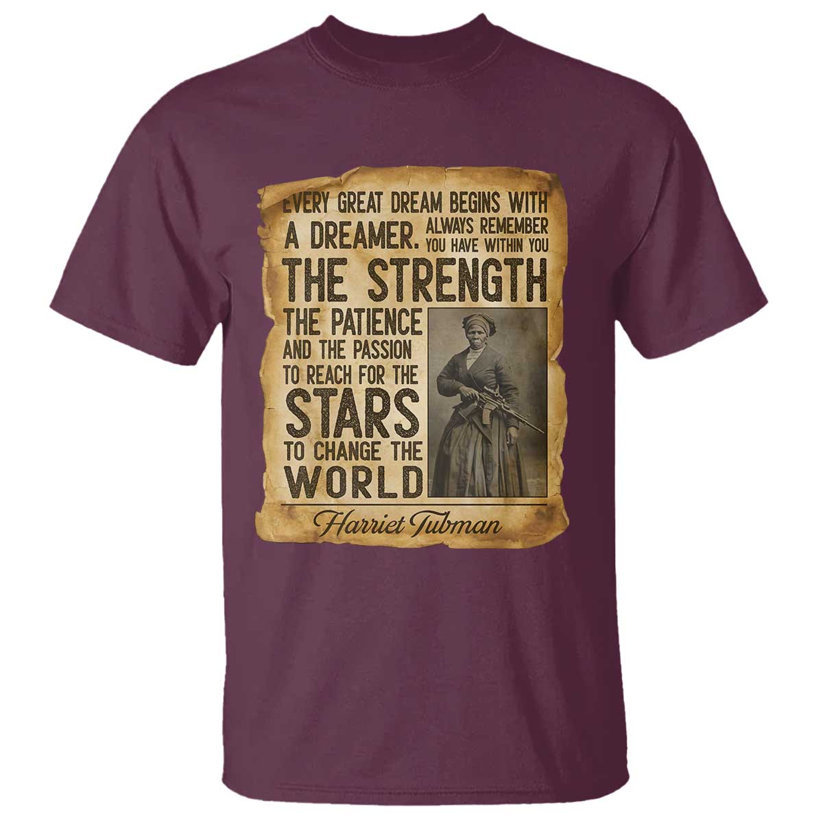 Harriet Tubman Quote T Shirt Strength Patience Passion To Change The World