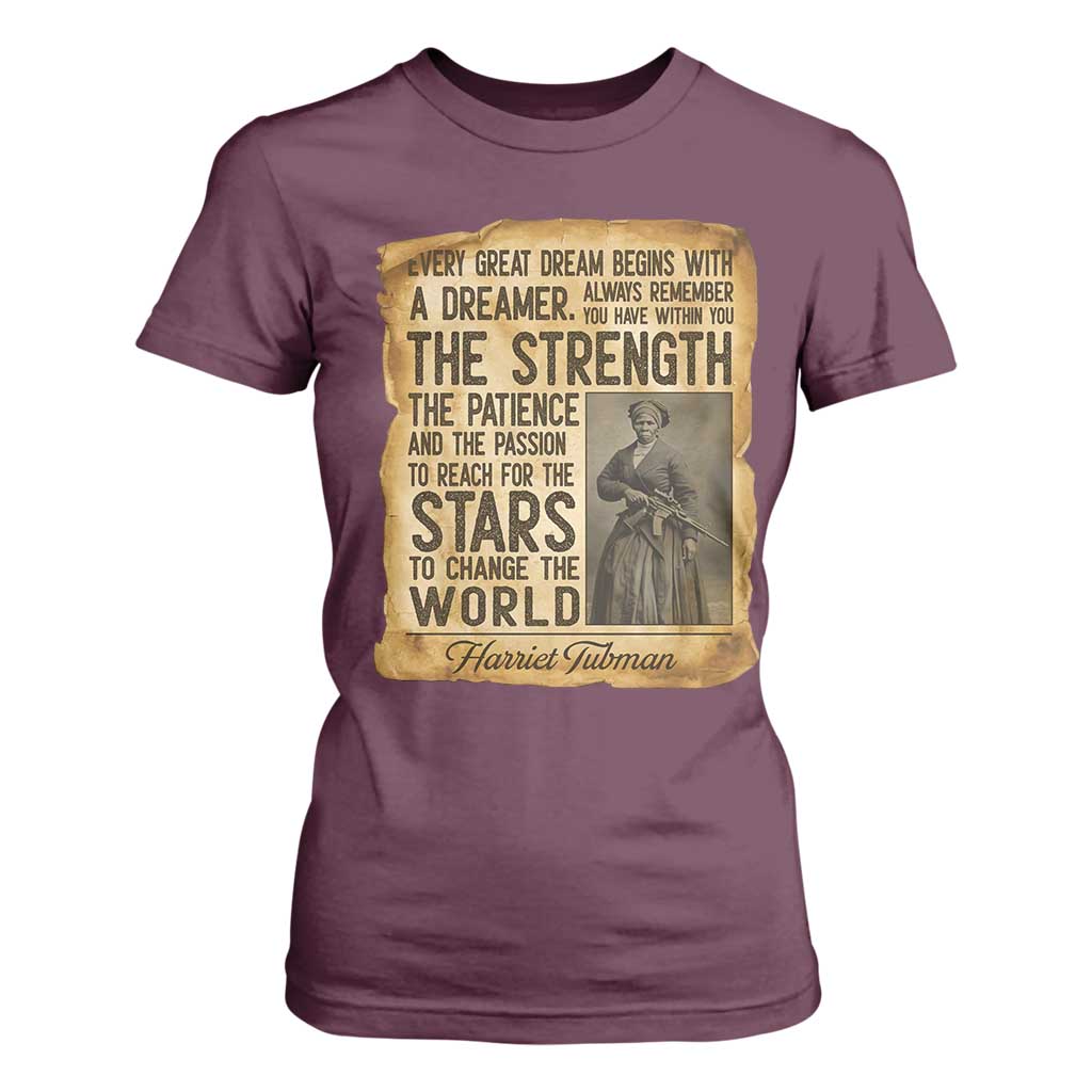 Harriet Tubman Quote T Shirt For Women Strength Patience Passion To Change The World
